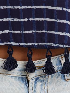 tassel hem striped top - 17333446 - Standard Image - 4