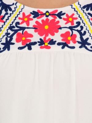 embroidered detail round neck top - 17333448 - Standard Image - 5