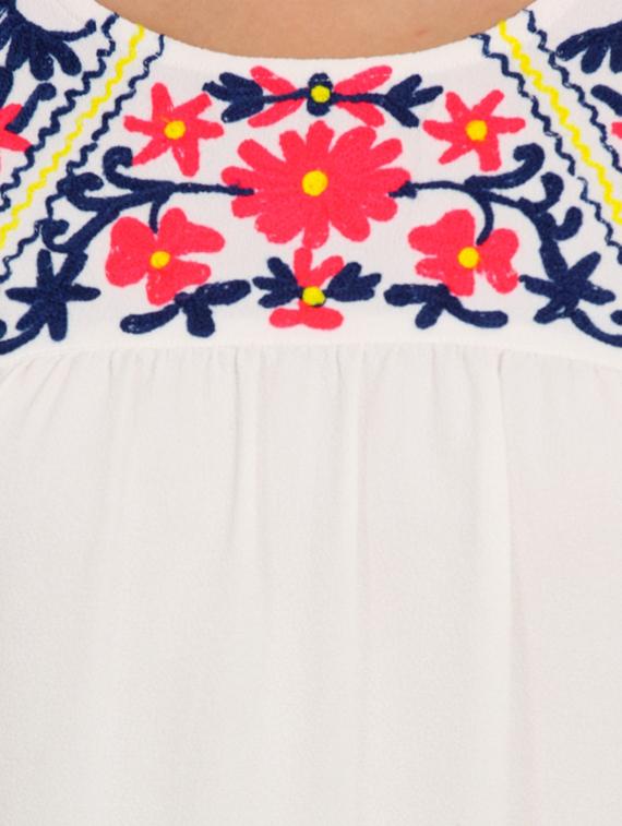 embroidered detail round neck top - 17333448 - Zoom Image - 5
