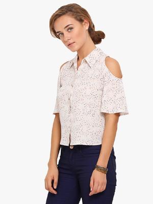 cold shoulder printed top - 17333450 - Standard Image - 2