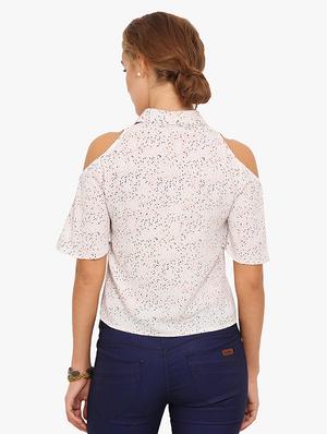 cold shoulder printed top - 17333450 - Standard Image - 3