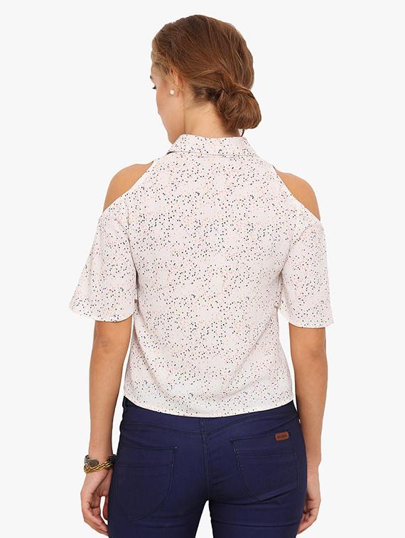 cold shoulder printed top - 17333450 - Zoom Image - 3