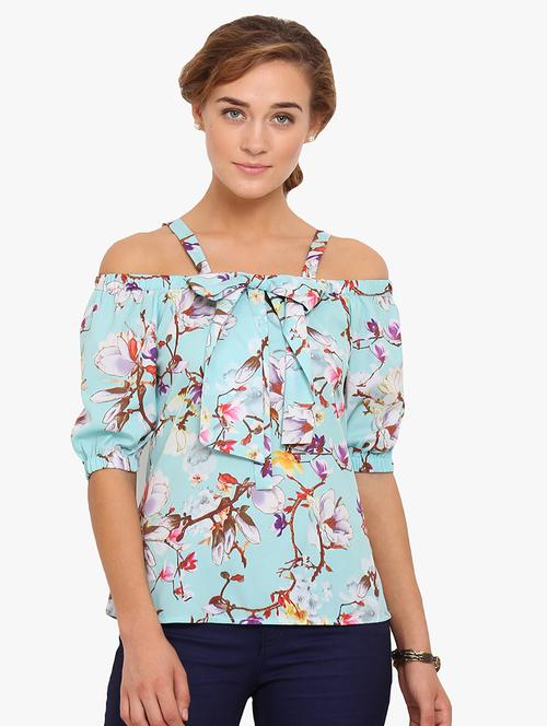 cold shoulder floral top - 17333458 - Standard Image - 1