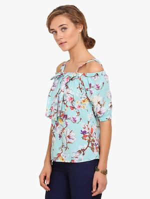 cold shoulder floral top - 17333458 - Standard Image - 2