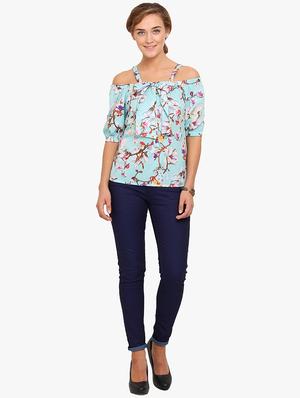cold shoulder floral top - 17333458 - Standard Image - 4