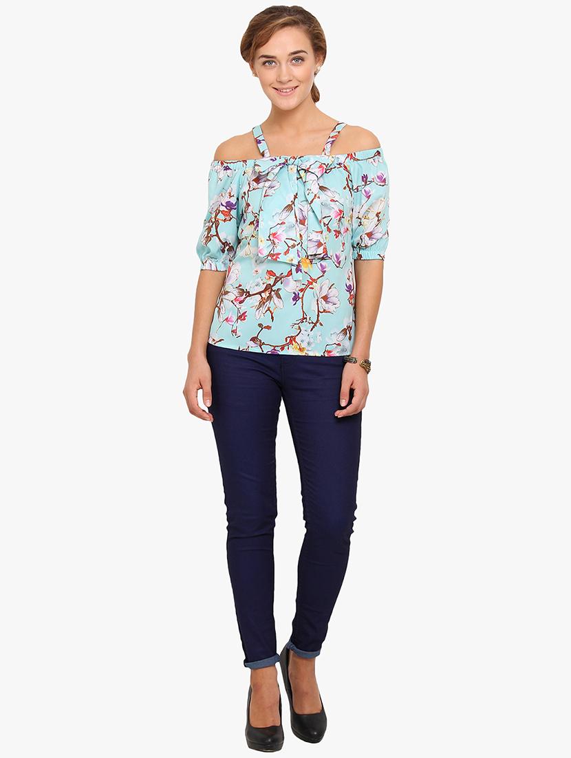 cold shoulder floral top - 17333458 - Zoom Image - 4