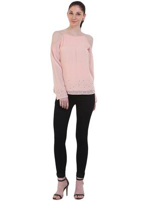 cold shoulder solid top - 17333462 - Standard Image - 4