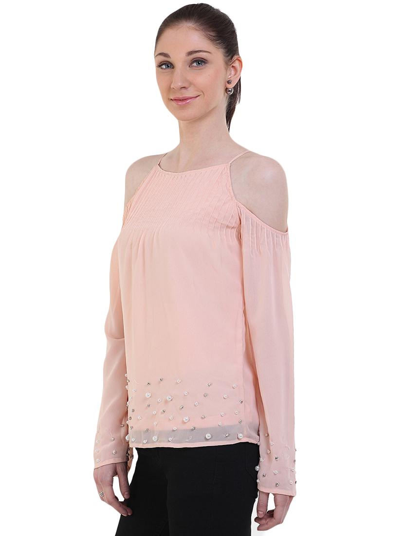 cold shoulder solid top - 17333462 - Zoom Image - 2