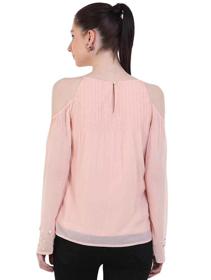 cold shoulder solid top - 17333462 - Zoom Image - 3
