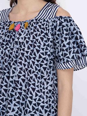 cold shoulder printed top - 17333463 - Standard Image - 5