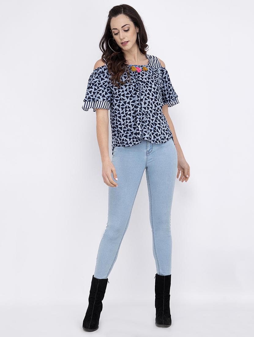 cold shoulder printed top - 17333463 - Zoom Image - 4