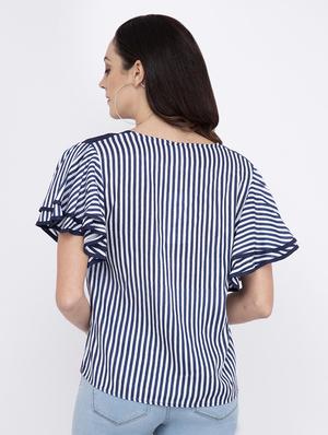 embroidered detail striped top - 17333469 - Standard Image - 3