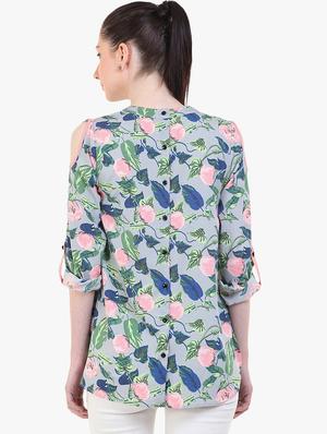 crew neck floral top - 17333470 - Standard Image - 3