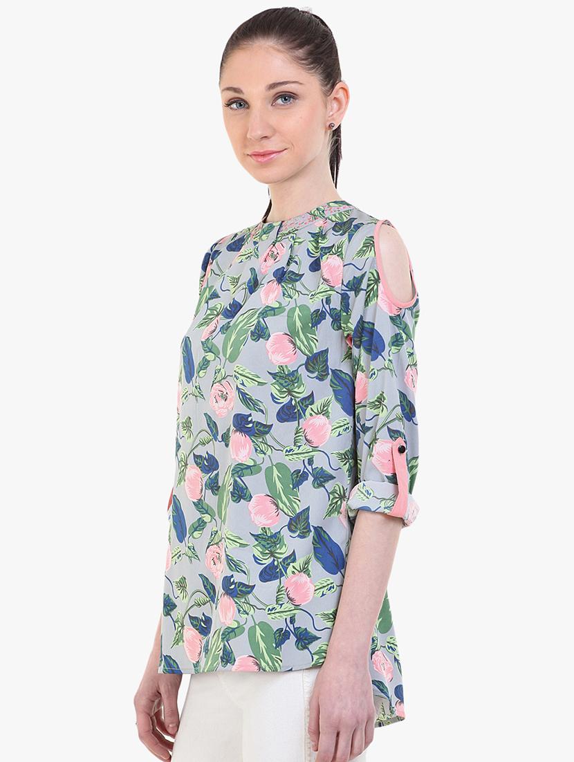 crew neck floral top - 17333470 - Zoom Image - 2