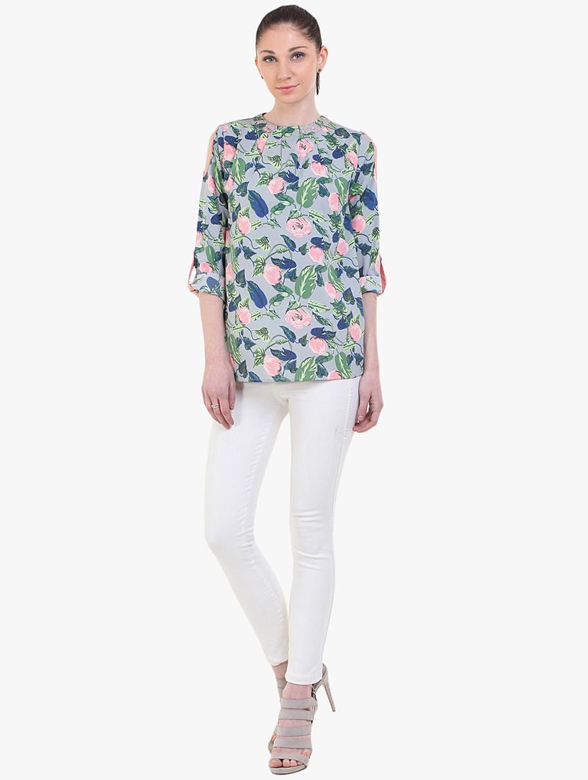 crew neck floral top - 17333470 - Zoom Image - 4