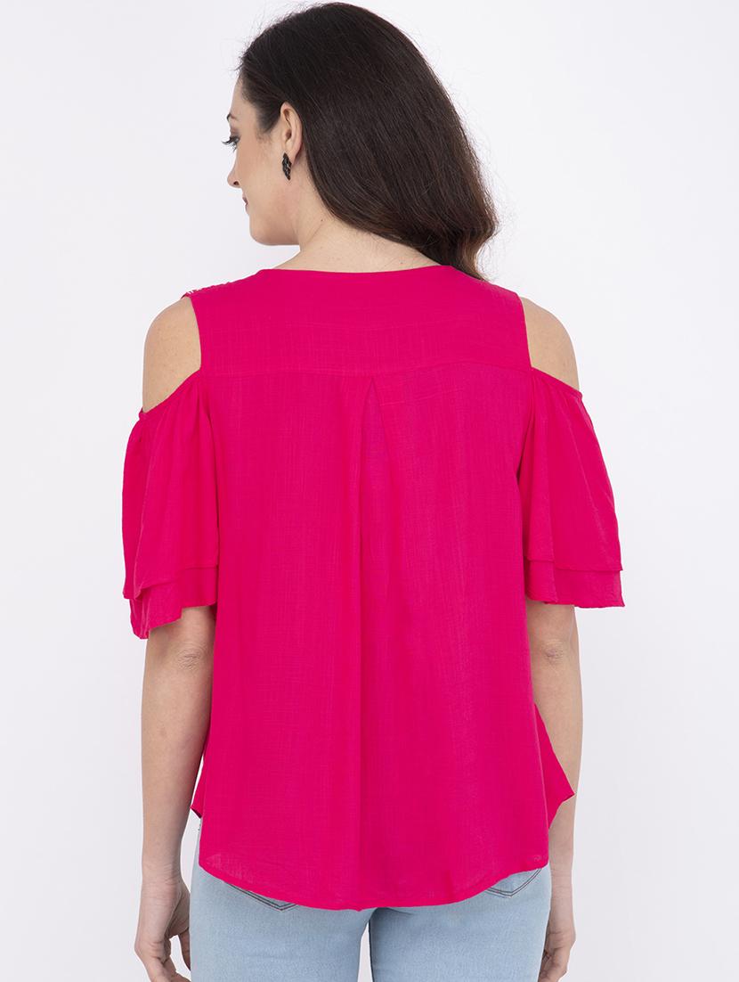 cold shoulder solid top - 17333473 - Zoom Image - 3