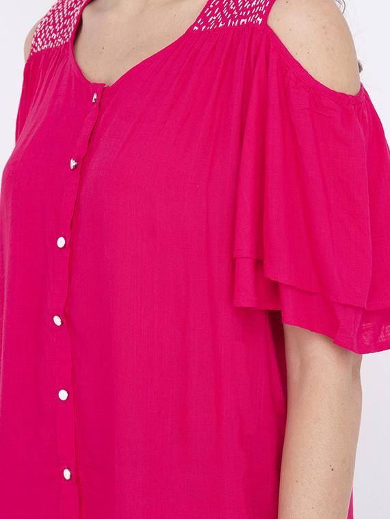 cold shoulder solid top - 17333473 - Zoom Image - 5