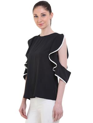 contrast piped cold shoulder top - 17333475 - Standard Image - 2