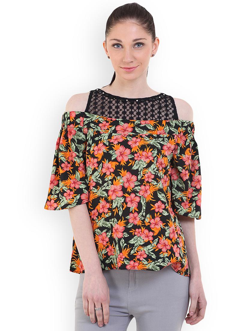 cold shoulder floral top - 17333478 - Zoom Image - 1