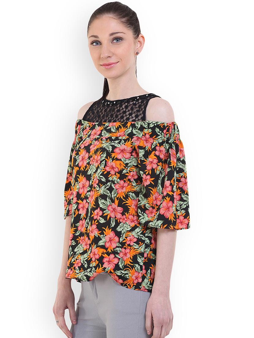 cold shoulder floral top - 17333478 - Zoom Image - 2