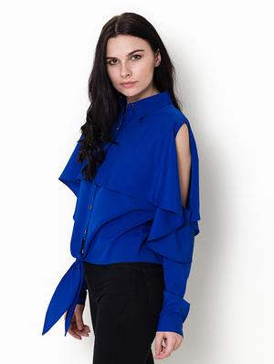 cold shoulder tie front top - 17333479 - Standard Image - 2
