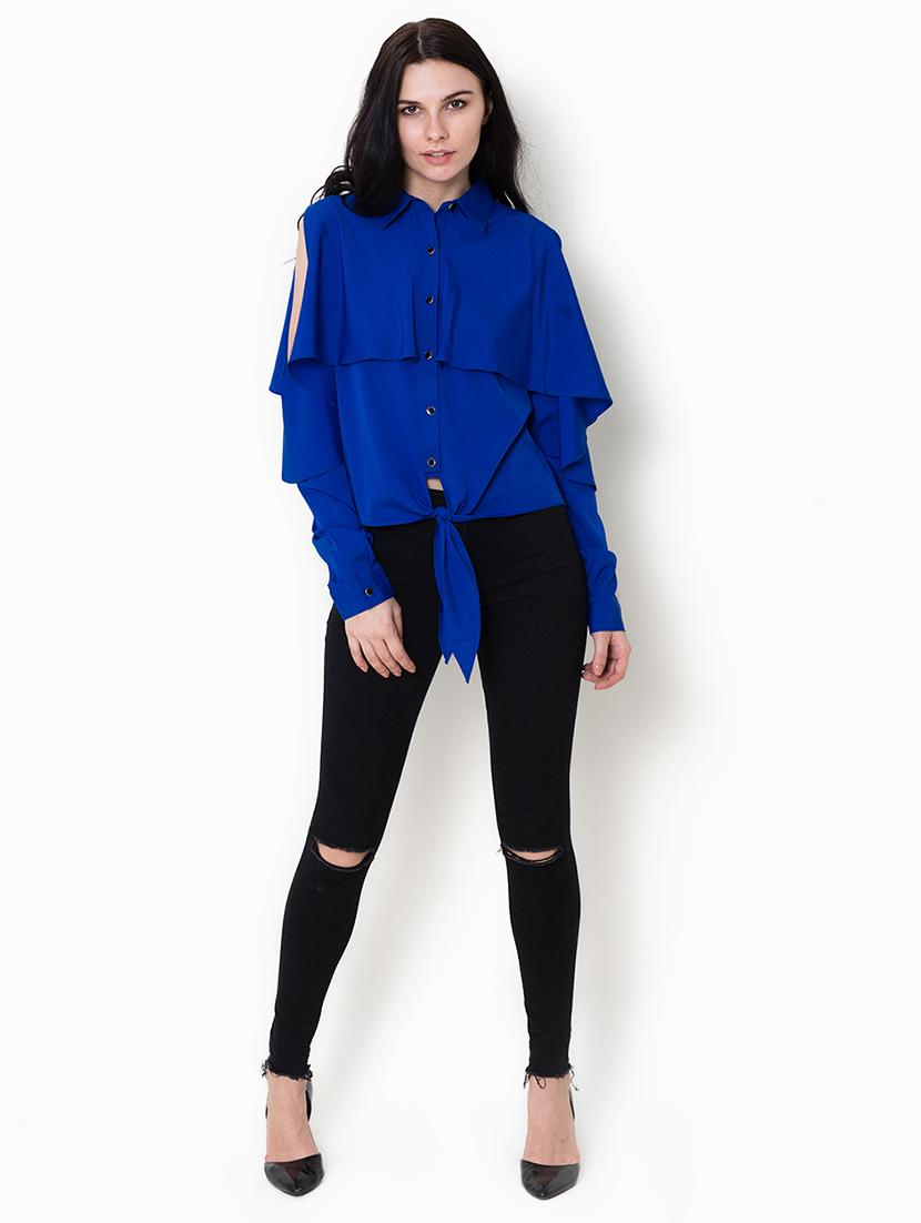 cold shoulder tie front top - 17333479 - Zoom Image - 4