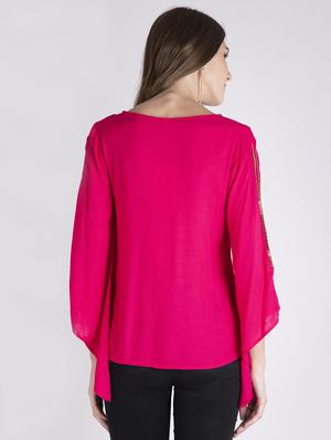 embellished detail slit sleeved top - 17333480 - Standard Image - 3