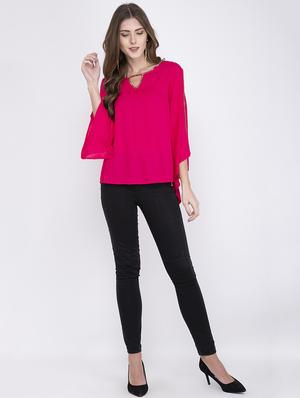 embellished detail slit sleeved top - 17333480 - Standard Image - 4