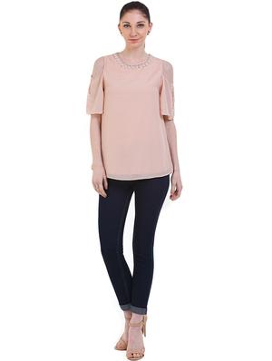 embellished detail cold shoulder top - 17333483 - Standard Image - 4