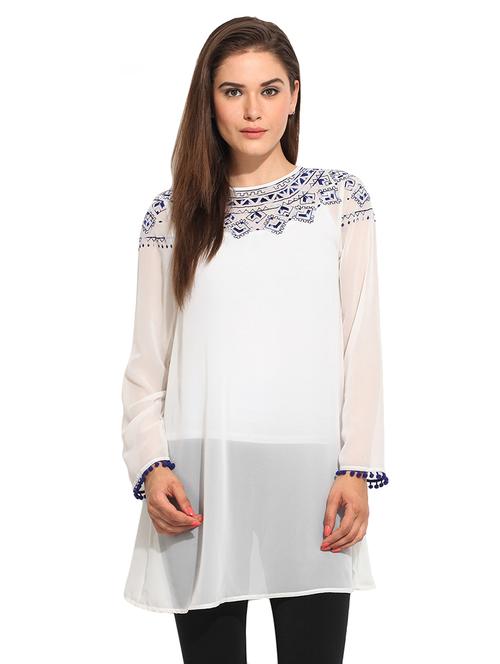 embroidered detail a-line tunic - 17333499 - Standard Image - 1