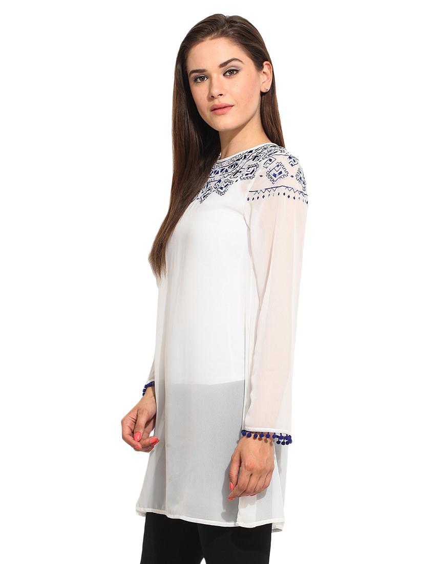 embroidered detail a-line tunic - 17333499 - Zoom Image - 2