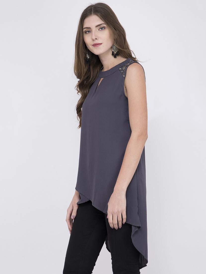 embellish detail asymmetric tunic - 17333505 - Zoom Image - 2