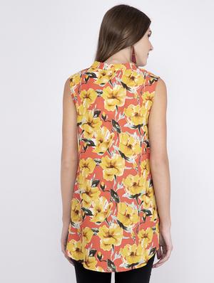 mandarin neck floral tunic - 17333506 - Standard Image - 3