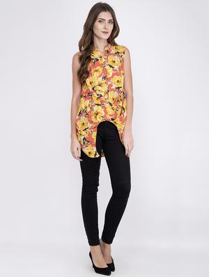 mandarin neck floral tunic - 17333506 - Standard Image - 4