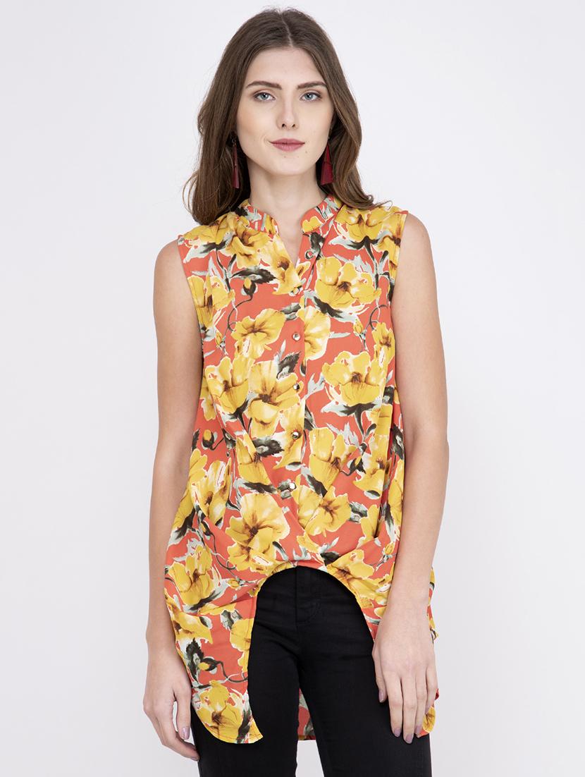 mandarin neck floral tunic - 17333506 - Zoom Image - 1