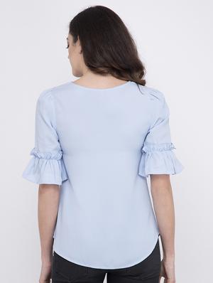 flute sleeves tie up top - 17333525 - Standard Image - 3