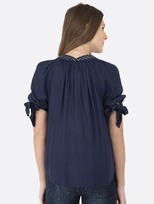 tie up sleeves button up top - 17333527 - Standard Image - 3