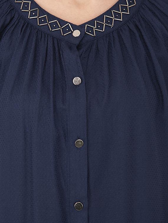 tie up sleeves button up top - 17333527 - Zoom Image - 5