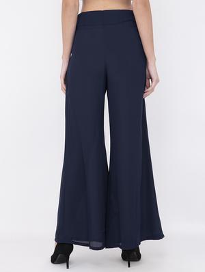 tie front straight palazzo - 17333538 - Standard Image - 3