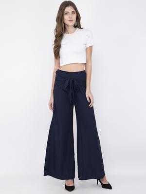 tie front straight palazzo - 17333538 - Standard Image - 4