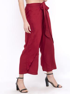 wrap front cropped palazzo - 17333541 - Standard Image - 2