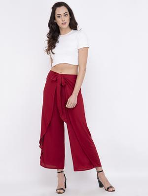 wrap front cropped palazzo - 17333541 - Standard Image - 4