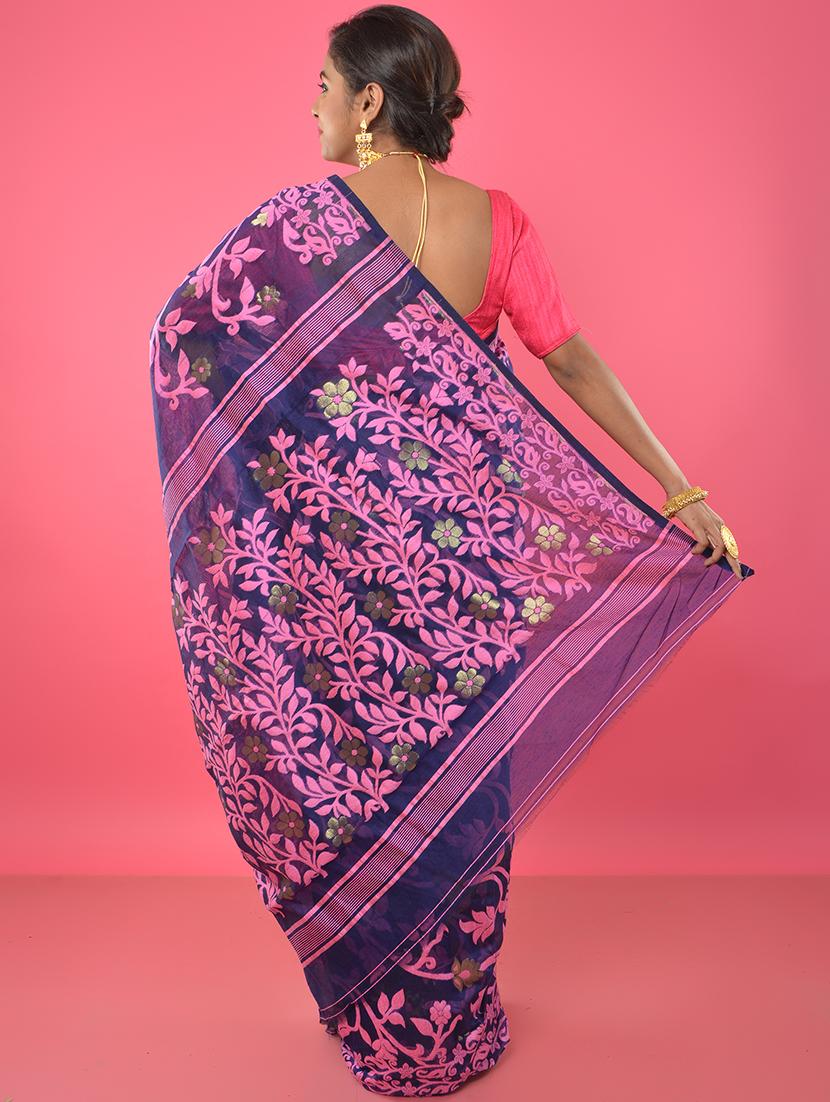 self design jamdani saree - 17333680 - Zoom Image - 2
