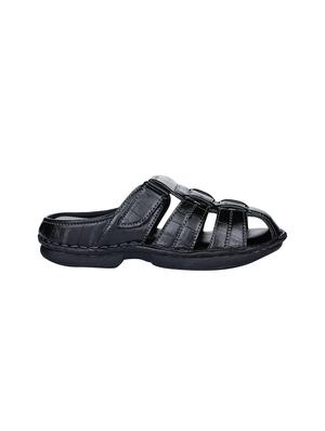 black faux leather slip on sandals - 17333734 - Standard Image - 2