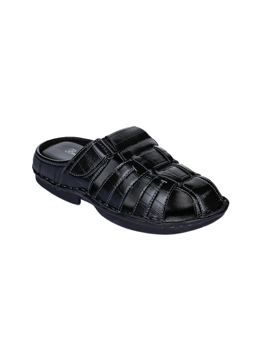 black faux leather slip on sandals - 17333734 - Zoom Image - 1