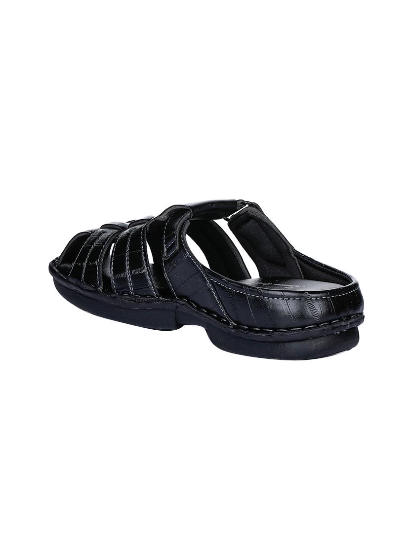black faux leather slip on sandals - 17333734 - Zoom Image - 3