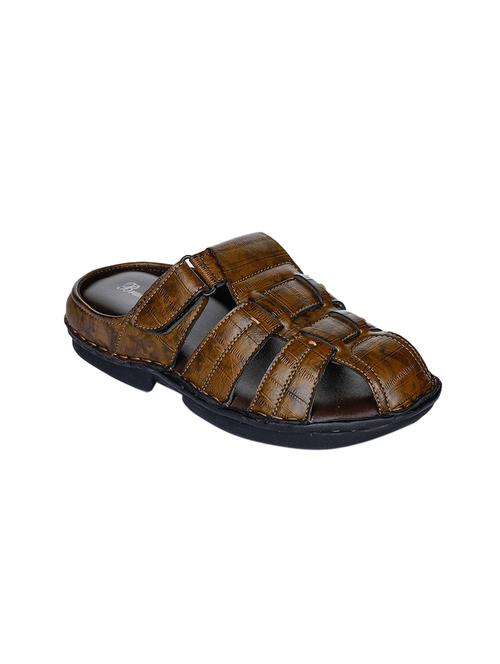 tan faux leather slip on sandals - 17333735 - Standard Image - 1