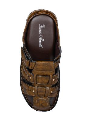 tan faux leather slip on sandals - 17333735 - Standard Image - 4
