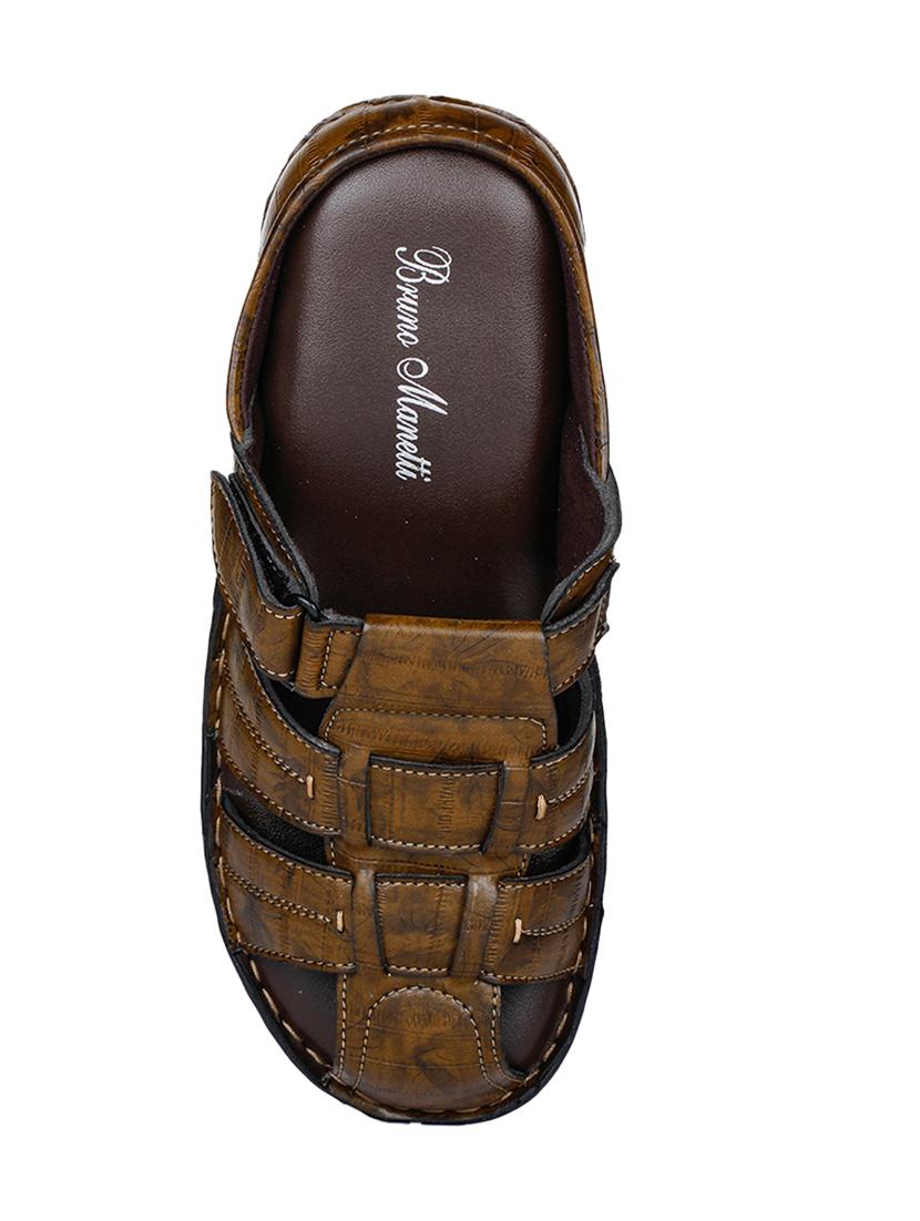 tan faux leather slip on sandals - 17333735 - Zoom Image - 4