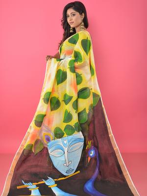 printed handloom saree with blouse - 17333746 - Standard Image - 2